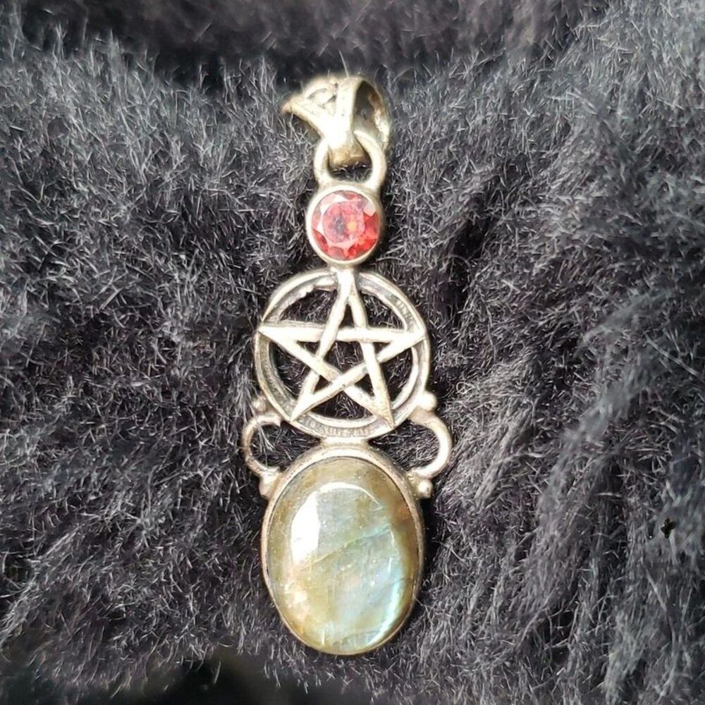 Handmade 925 Silver Labradorite Pentagram Pendant